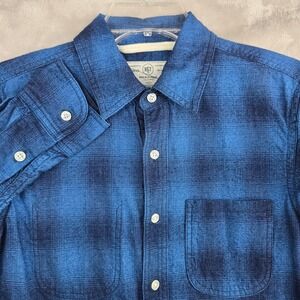 ROUGE TERRITORY RGT Men's Small Blue Plaid Flannel Shirt Made in USA